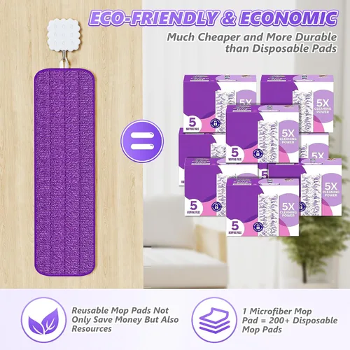 Vista 5 de BPAWA 4 almohadillas de microfibra de repuesto reutilizables para Swiffer