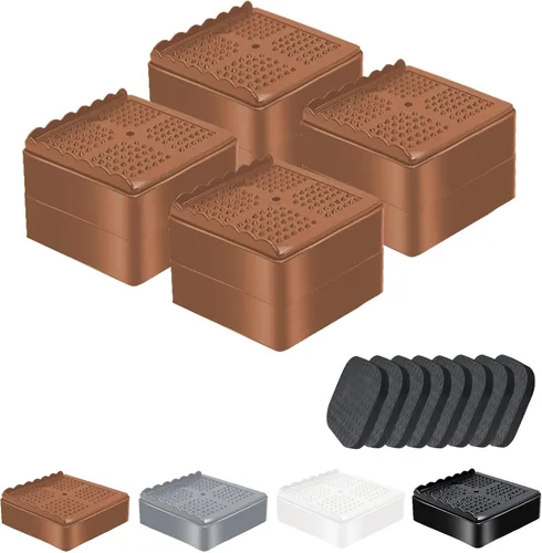 Vista 22 de shouwuhho Elevadores de muebles, paquete de 12 elevadores de cama con agarre antideslizante y soporte resistente, elevación de 1 pulgada, 2