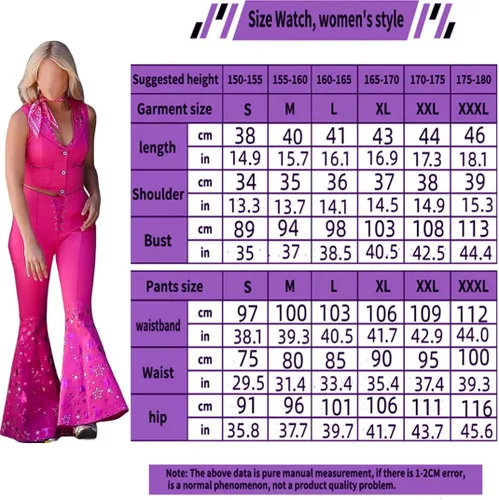 Vista 2 de TODFIY Disfraz de heroína de la película para adultos, vestido rosa, pantalón acampanado rosa, disfraz de Halloween para mujeres y niñas con peluca