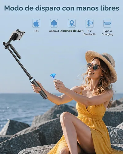 Vista 3 de Eocean 71 "4 patas selfie stick trípode para GoPro Osmo Pocket 3 insta360 Compatible con iPhone y Android, mango de rotación de 360° y control
