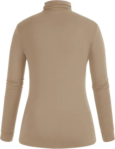 Vista 9 de Hanna Nikole Camisas de manga larga con cuello alto para mujer, talla grande, capa base elástica ajustada