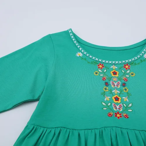 Vista 3 de HILEELANG Vestido de manga larga para niña, de algodón, casual, con apliques para Halloween, Navidad, túnica