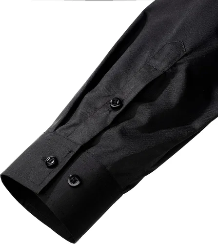 Vista 5 de JVer - Camisa de vestir para hombre informal manga larga no se arruga ajuste regular elástica con botones