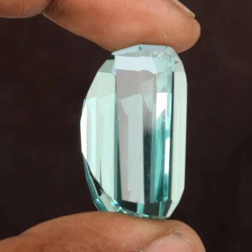 Vista 3 de REAL-GEMS Aguamarina azul cielo 103.5 Ct. hermosa piedra preciosa suelta de corte esmeralda para la fabricación de joyas, Gema, Aguamarina creada