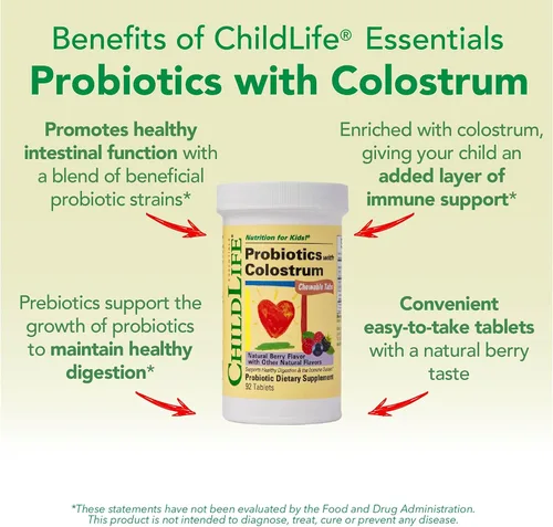 Vista 5 de CHILDLIFE ESSENTIALS Probióticos ChildBiotics con tabletas masticables Colostrum®