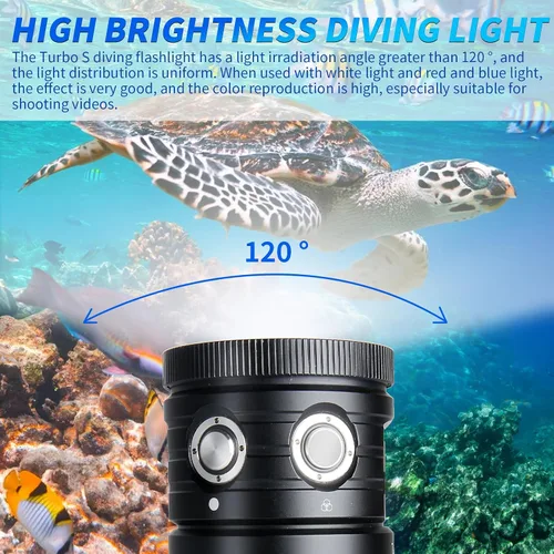 Vista 4 de Luz de buceo, LetonPower TS S 10000Lumens 3,280.8 ft luz de video subacuática, linterna de buceo, linterna impermeable con carga tipo C para Turbo S