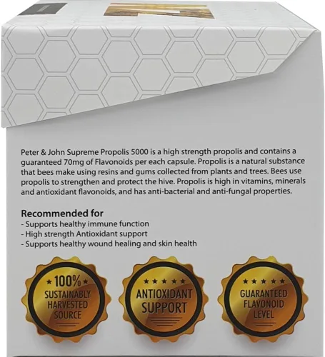 Vista 3 de Peter & John Propolis 5000 Flavonoides 70 mg Cápsula Fuerza Inmunológica Apoyo Inmunológico (200c / 1 paquete)