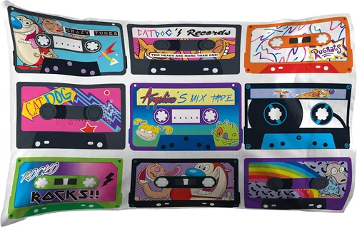 Vista 4 de Nickelodeon Splat/Nick 90's Mix Tape - Juego de sábanas de 3 piezas, súper suave, tamaño individual, Varios