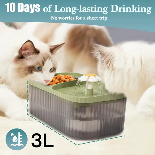 Vista 4 de Fuente de agua para gatos en el interior, suministros de alimentación y riego para gatos, dispensador de agua automático súper silencioso