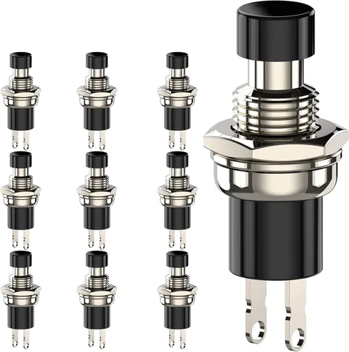 Vista 12 de Interruptor de botón momentáneo, 1A 250VAC SPST Mini interruptores de botón cerrado normal (NC) tapa negra y roja - 10 piezas Negro&rojo