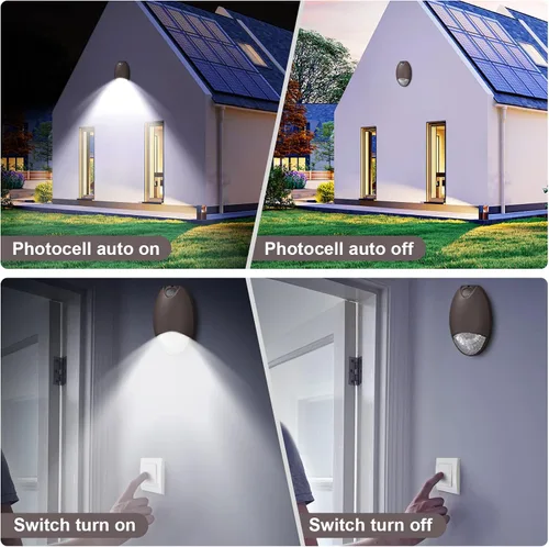 Vista 3 de Luz de emergencia LED para exteriores con sensor de fotocélula de reserva de batería, diagnóstico de autoprueba, paquete de pared comercial