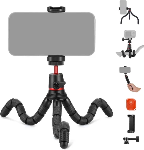 Vista 14 de NEEWER Trípode magnético flexible para teléfono compatible con Magsafe iPhone 15 Pro Max 14 Series Android, Mini Vlog Soporte de trípode