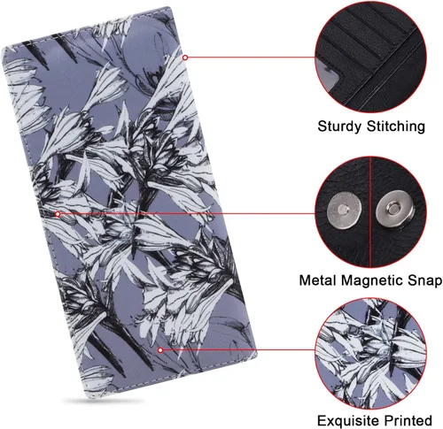Vista 126 de HUA ANGEL Billetera ultra delgada para mujer, con bloqueo RFID, tarjetero de crédito, plegable, largo, hebilla magnética, billete para mujer, Owl