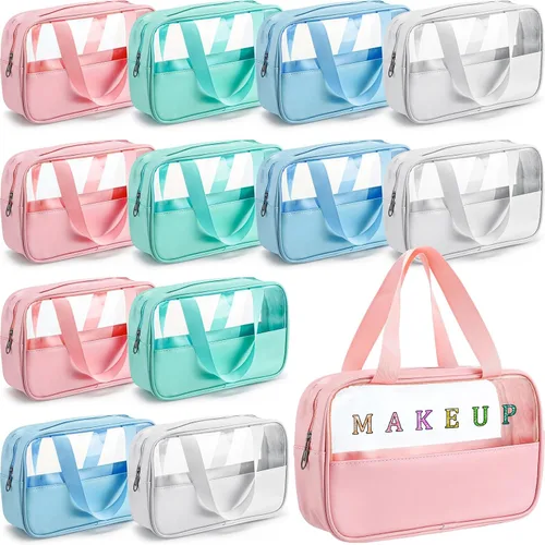 Vista 11 de Buryeah 9 piezas translúcidas bolsa de maquillaje organizador de artículos de tocador para mujeres y hombres, bolsa de viaje portátil impermeable