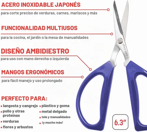 Vista 2 de Joyce Chen Tijeras de cocina ilimitadas originales multiusos con asas cómodas, color azul 2.0