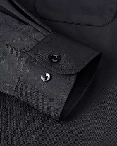 Vista 4 de Alimens & Gentle Camisa de vestir con textura sólida para hombre, camisa de manga larga elástica con botones