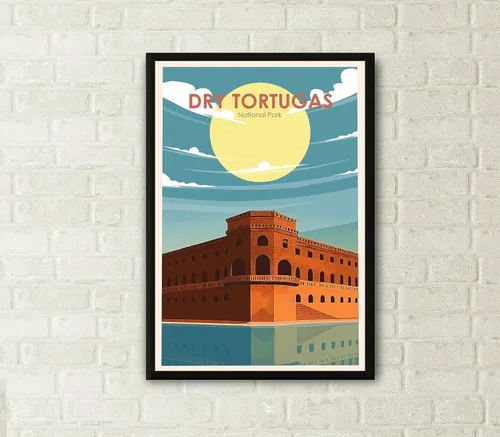 Vista 2 de Póster del parque nacional Dry Tortugas, póster de Florida Dry Tortugas, impresión del parque nacional de EE. UU., arte de la naturaleza, póster