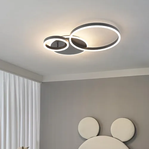 Vista 3 de O'NEELDY Moderna lámpara de techo LED regulable de montaje empotrado con control remoto de anillo de acrílico, 48W 3000K-6000K ajustable, lámpara