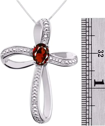 Vista 3 de RYLOS Collares para mujer de plata 925 con colgante de cruz de piedras preciosas y diamantes auténticos con cadena de 180in x 0236in piedra natal
