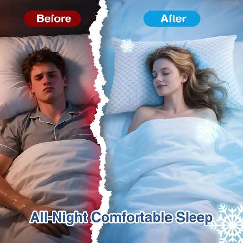 Vista 8 de Favocama Almohada Refrescante para Dormir, Almohadas de Espuma Viscoelástica Triturada Tamaño King Juego de 2, Almohadas de Cama Refrescantes