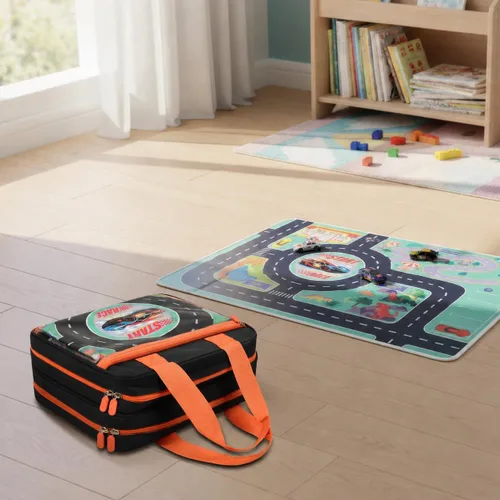Vista 9 de SAIKA Toy Car Case for Hot Wheels Storage, Holds 96 Cars with Playmat Black