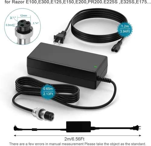 Vista 2 de Cargador rápido de batería de scooter eléctrico de 28V 2A para Razor E100 E200 E200S E175 E300 E300S E500 E225S E325S MX350 MX400 PR200 Pocket Mod