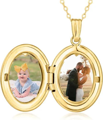 Vista 2 de Ross-Simons 10kt Yellow Gold Personalized Oval Locket Necklace
