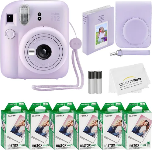 Vista 10 de Fujifilm Cámara instantánea Instax Mini 12 + 60 impresiones fotográficas + paquete de calidad fotográfica, funda, calcomanías decorativas, marcos