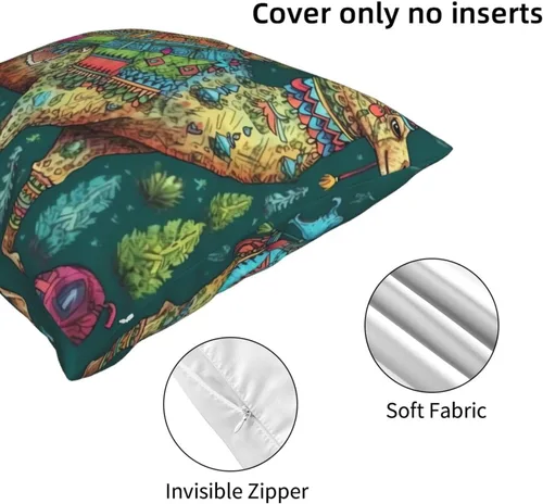Vista 5 de Fundas de almohada con estampado de dibujo a mano de camello colorido, funda de cojín cuadrada, funda de cojín suave, funda de almohada