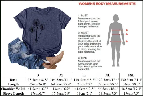 Vista 2 de MaQiYa - Camiseta de verano con estampado de diente de león para mujer, diseño vintage