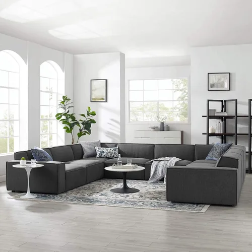 Vista 16 de Modway Restore - Sofá seccional tapizado de 5 piezas en color carbón