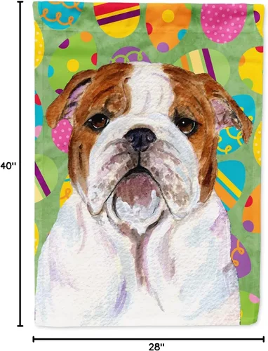 Vista 8 de Caroline's Treasures SS4829CHF Bulldog English Easter Eggtravaganza - Lienzo con bandera, grande, multicolor
