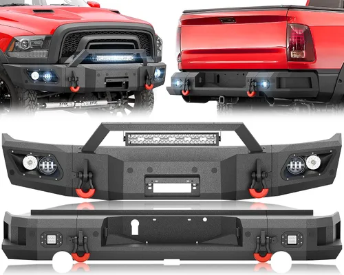 Vista 20 de YZONA Parachoques delantero y trasero compatible con Land Rover Discovery 2 1999-2004 Parachoques Rock Crawler con placa de cabrestante, receptor