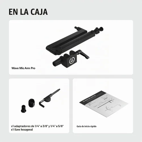 Vista 8 de Elgato Wave Mic Arm Pro - Brazo de micrófono de resorte de gas de perfil bajo giratorio 360°, funciona con micrófonos/Shure SM7B/HyperX Negro