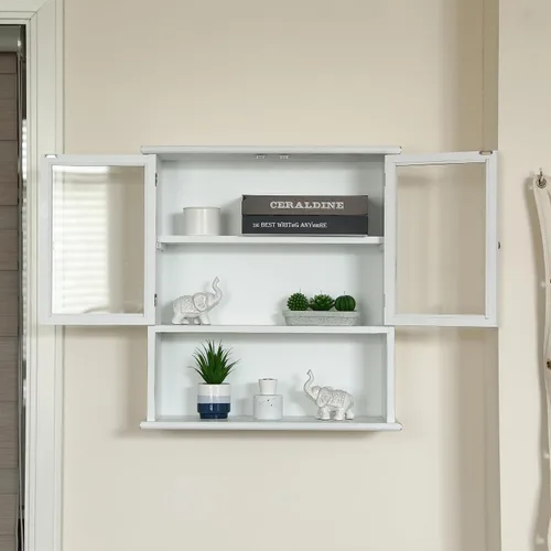 Vista 7 de COLLECTIVE HOME - Gabinete de almacenamiento, gabinete organizador de pared de 24 pulgadas, gabinete de baño de madera maciza con 2 puertas, ya