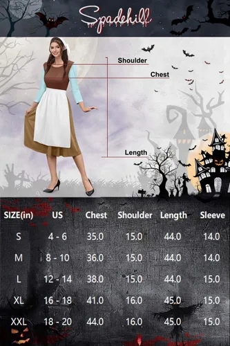 Vista 6 de Spldehill - Disfraz de campesina de Halloween para mujer, color marrón