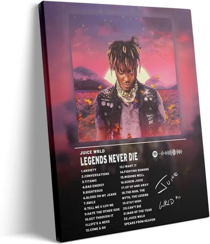 Vista 25 de Juice Wrld - Arte de Lienzo para Pared, Impresión de Póster de Portada de Álbum de Música, Póster de Rapero Cantante Arte Enmarcado, Arte de Lienzo