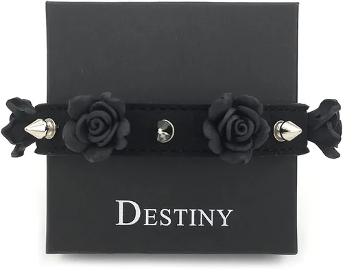 Vista 6 de Destiny Love Gargantilla hecha a mano con flor de rosa, collar de terciopelo con caja para mujeres y hombres