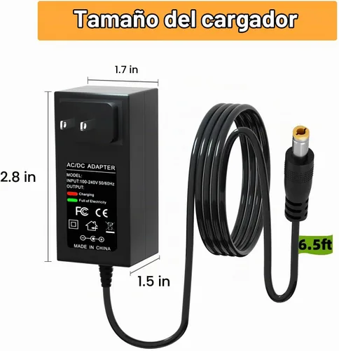 Vista 5 de Cargador de 42V para HY-A02 37V 2.0Ah Batería Compatible con HY-A02 Cable Adaptador de Alimentación de Batería