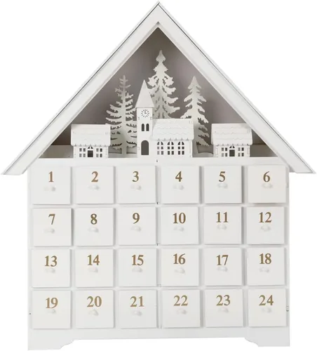 Vista 9 de Calendario de Adviento de madera de Navidad con 24 cajones, cuenta regresiva para Navidad para niños, decoración LED del hogar, 16.25 pulgadas