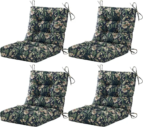 Vista 14 de BLISSWALK Cojines para sillas de exterior, 40 x 20 x 4 pulgadas, cojín de mimbre grueso con respaldo bajo y lazos para muebles de patio, floral