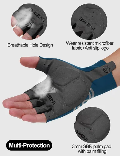 Vista 6 de INBIKE Guantes de ciclismo para hombres y mujeres, guantes de bicicleta transpirables ligeros de medio dedo, guantes de ciclismo de montaña