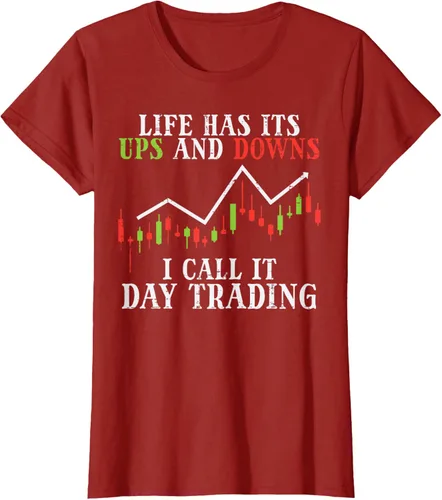 Vista 45 de Life Ups And Downs Day Trading Crypto Stock Market Trader T-Shirt, Negro