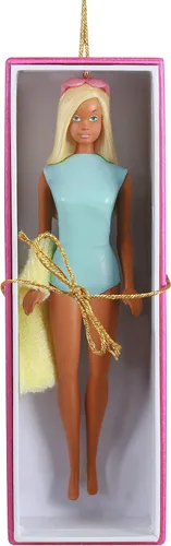 Vista 8 de Hallmark Keepsake Adorno navideño 2021, Barbie blanco y negro para siempre, porcelana y tela