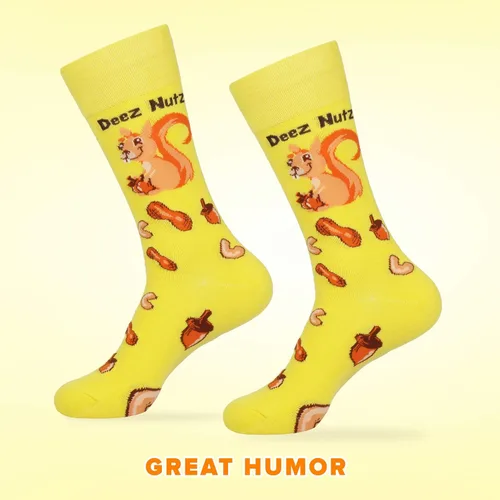 Vista 5 de TC9SOCKS Funny Socks Deez Nuts Meme Socks Squirrel Lovers Socks Fun Socks Unisex Funky Socks Casual Dress Socks
