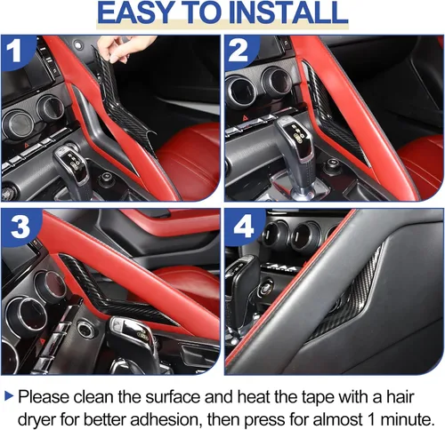 Vista 7 de Daeiclru Cubierta lateral del panel de palanca de cambios de la consola central compatible con Jaguar F-Type 2013-2024, tira de ajuste lateral