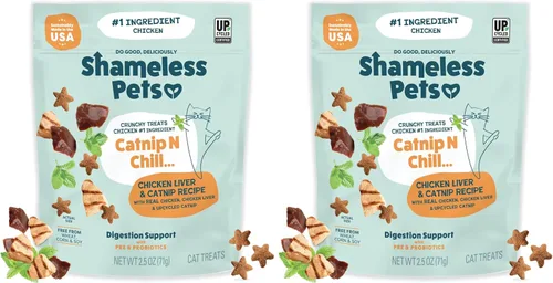 Vista 18 de Shameless Pets Golosinas para gatos con Catnip y pollo para la salud digestiva, crujientes
