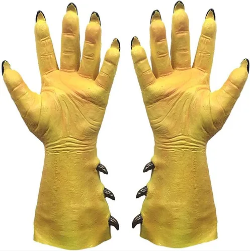 Vista 2 de PURFUN Guantes de mano de demonio horrible de Halloween, para adultos, adolescentes, fiestas, cosplay, accesorios de látex de terror de diablo