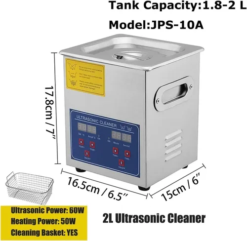 Vista 2 de Máquina de limpieza ultrasónica, 2/3/6/10/15/22/30L, temporizador digital, máquina de limpieza de acero inoxidable, adecuada para baño, joyería