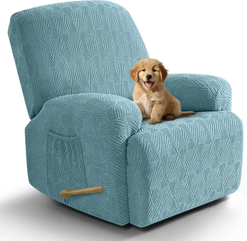 Vista 23 de VANSOFY Fundas para sillas reclinables, 4 piezas, elásticas, de tela jacquard, suave funda para silla reclinable, protector de muebles con parte